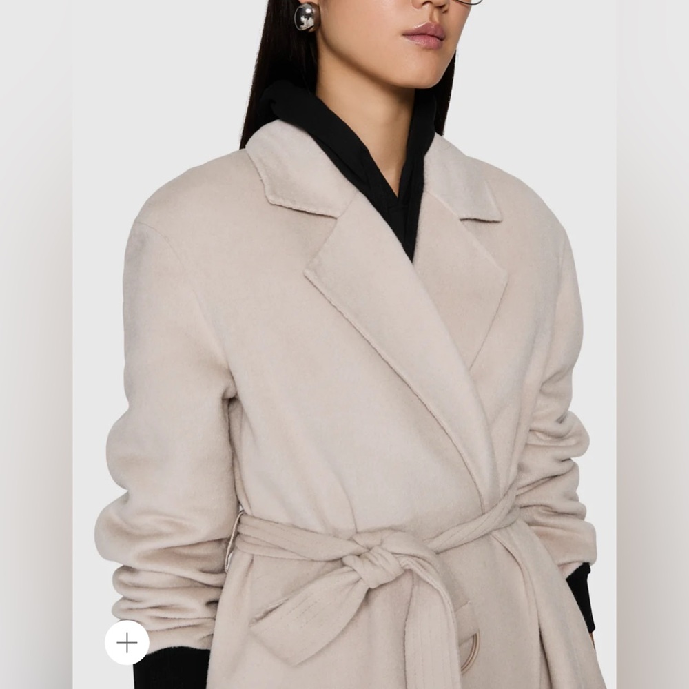 New Double Face Wool Rebecca Minkoff Chic Coat Women’s Long Stone - Picture 3 of 15